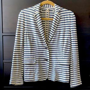 J. CREW Navy/Off-White Maritime-stripe blazer